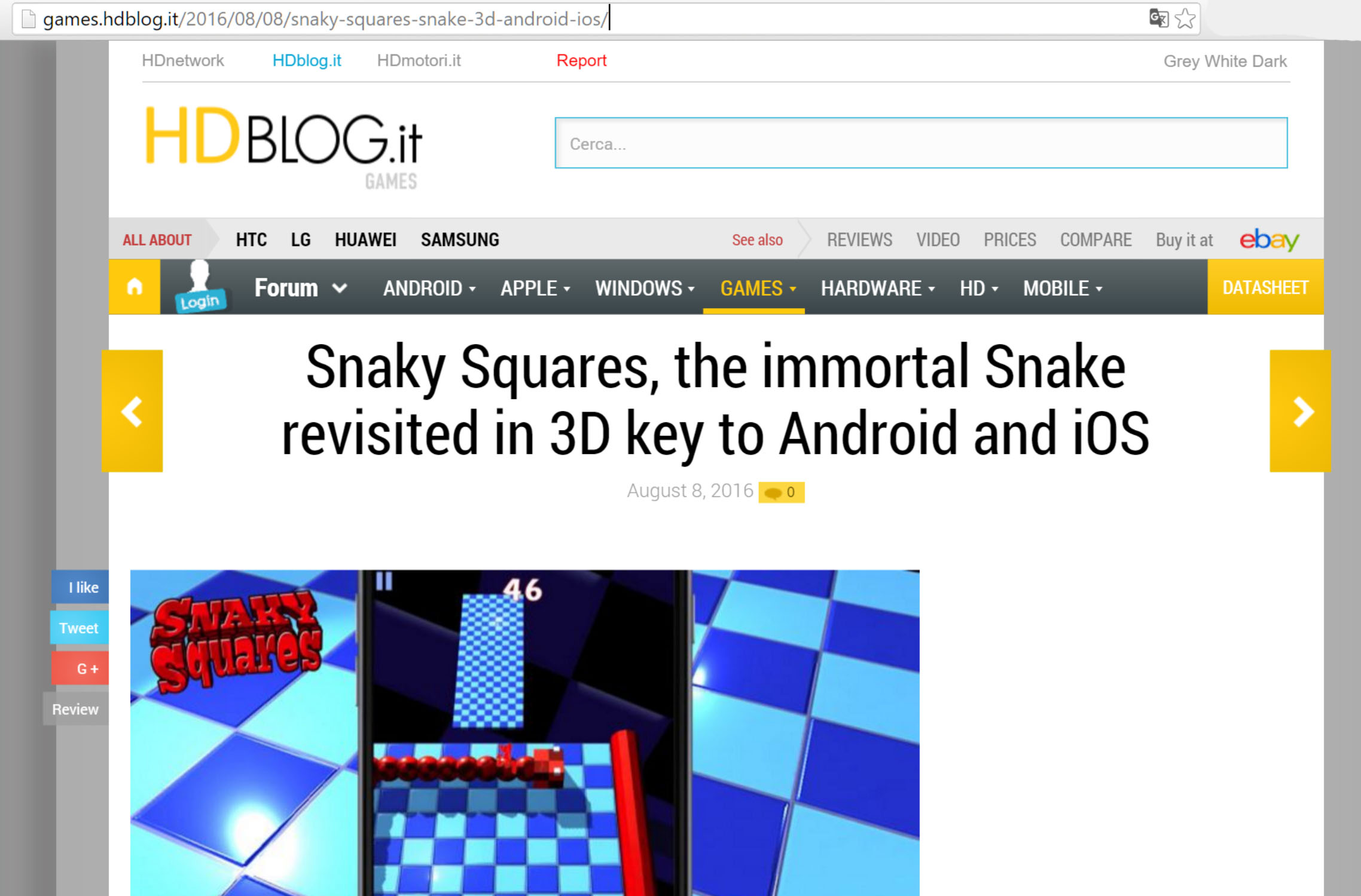 Snaky Squares review on hdblog.it
